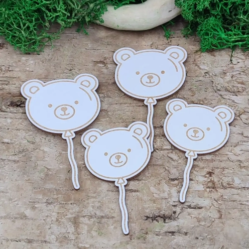 T-2284, Balon miś grawer, zestaw 4 szt, 2 male 48mm x 38mm, 2 duze 57mm x 47mm.webp