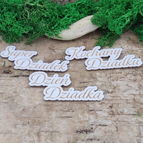 Tekturowe napisy na Dzień Dziadka – Kochany Dziadek, Super Dziadek, Dzień Dziadka – scrapbooking Tekturkowo