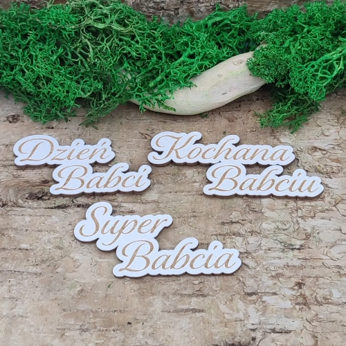 Tekturowe napisy na Dzień Babci – Super Babcia, Dzień Babci, Kochana Babciu – scrapbooking Tekturkowo