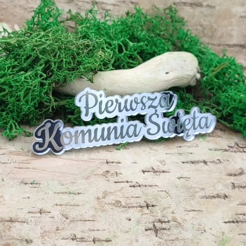 pierwsza komunia święta srebrna pleksi lustrzana grawer