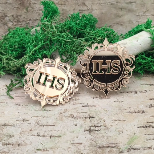 symbol ihs komunia złota pleksi 44mm