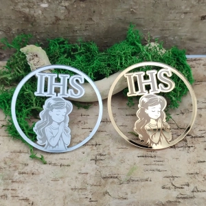 Pleksi lustrzana IHS z dziewczynką w obręczy 65 mm – grawerowana (srebrna lub złota)