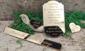 Pamiątka Chrztu Świętego – zestaw dekoracji z lustrzanej pleksi(srebrna lub złota)