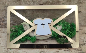 Koperta na pieniądze (bez pleców) z lustrzanej pleksi – szatka Chrztu Świętego ( 3 kolory do wyboru)