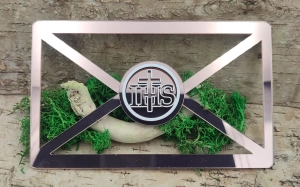 Koperta na pieniądze (bez pleców) z lustrzanej pleksi – IHS Komunia Święta (3 koloru do wyboru)