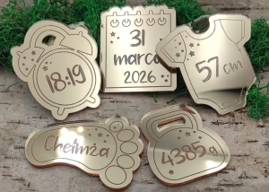 Pleksi - Metryczka duża grawer + personalizacja - zestaw 6 elementów (4 kolory do wyboru)