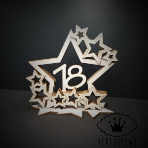 Tekturka 3D- STANDBOX SHAKER GWIAZDA URODZINY 18 grawer, ornament- 10 elementów