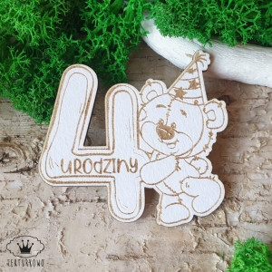 Tekturka- 4 URODZINY Miś, grawer