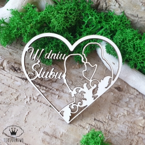 Tekturka- W DNIU ŚLUBU, ramka serce, ażur