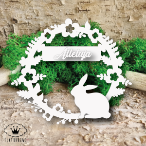 Tekturka- WIANEK z zającem Alleluja, Wielkanoc- 3 elementy