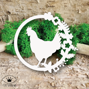 Tekturka- WIANEK Z KURĄ, ramka, Wielkanoc