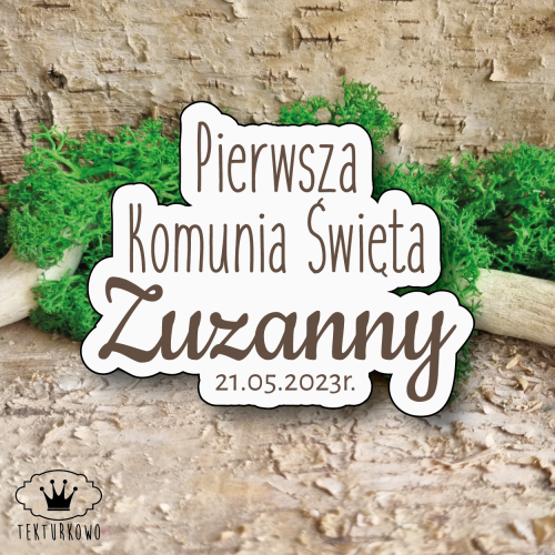 tekturka napis pierwsza komunia swieta beermata 76x32 mm – Tekturkowo