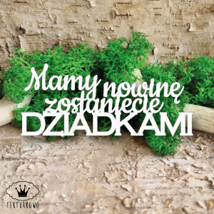 Tekturka napis- MAMY NOWINĘ, ZOSTANIECIE DZIADKAMI