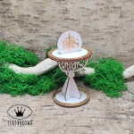 Kielich Komunijny 3D z Hostii IHS – Tekturka + Pleksi Złota, do Boxa