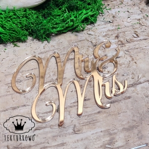 Napis „Mr & Mrs” – Pleksi Lustrzana (Złoto/Srebro)