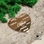 „Serce z grawerem – Miłość / Ślub / Napis” – Pleksi Lustrzana (Złoto/Srebro)