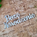 Srebrny napis z pleksi lustrzanej „Boże Narodzenie”, 68x26 mm – Tekturkowo