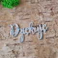 Srebrny napis z pleksi lustrzanej „Dziękuję”, 27x53 mm – Tekturkowo.webp