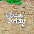 Napis „Chrzest Święty” z pleksi lustrzanej srebrny 39x54 mm – Tekturkowo