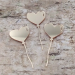 Pleksi – baloniki serduszka, złote/srebrne lustro • zestaw 3 szt.